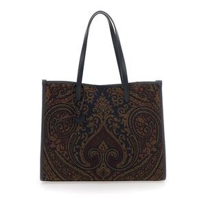 Etro Women 'Lovetrotter' Brown Tote Bag With Jacquard Motif In Denim For Women